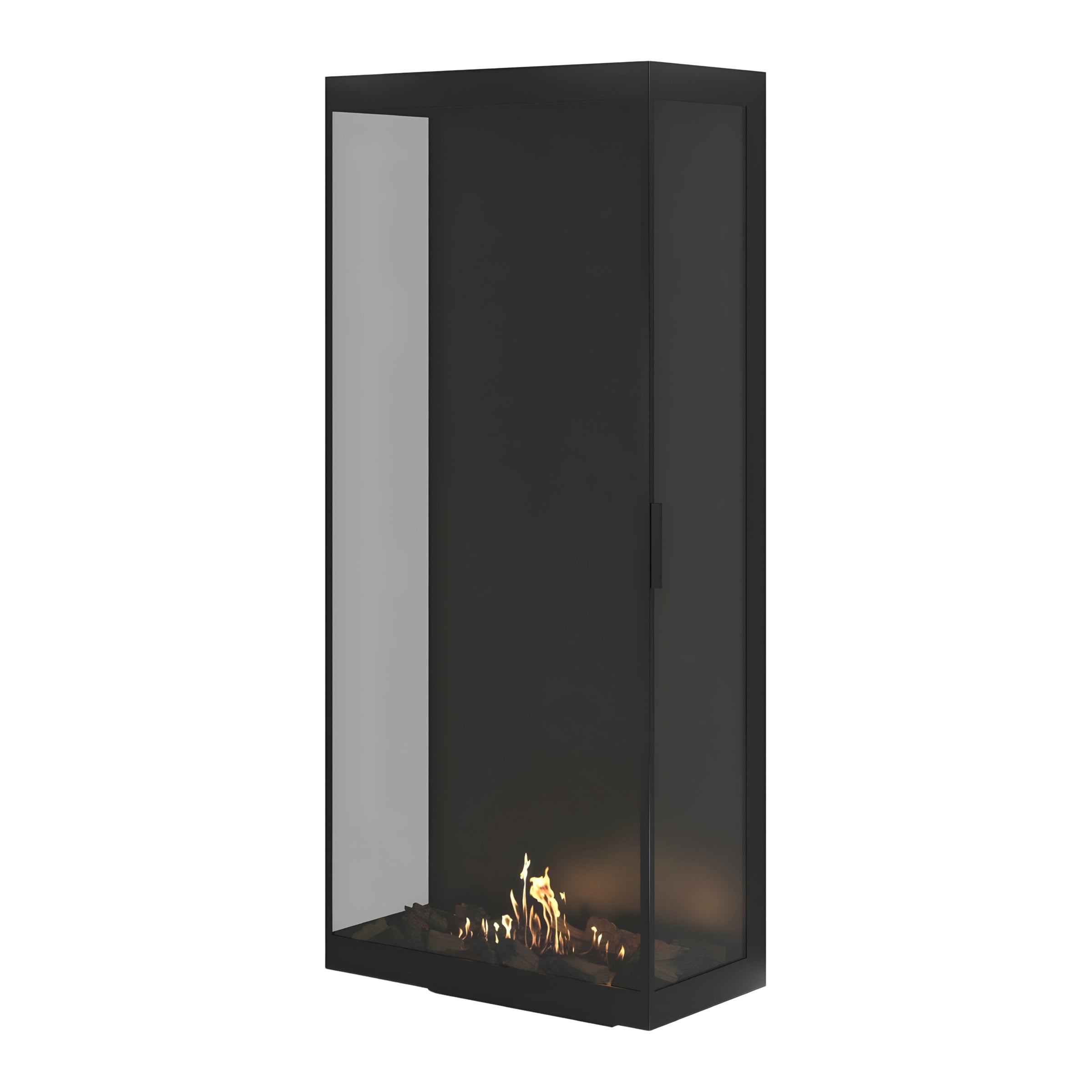 Made Vertical roomdivider met volle glaswand — schuinaanzicht
