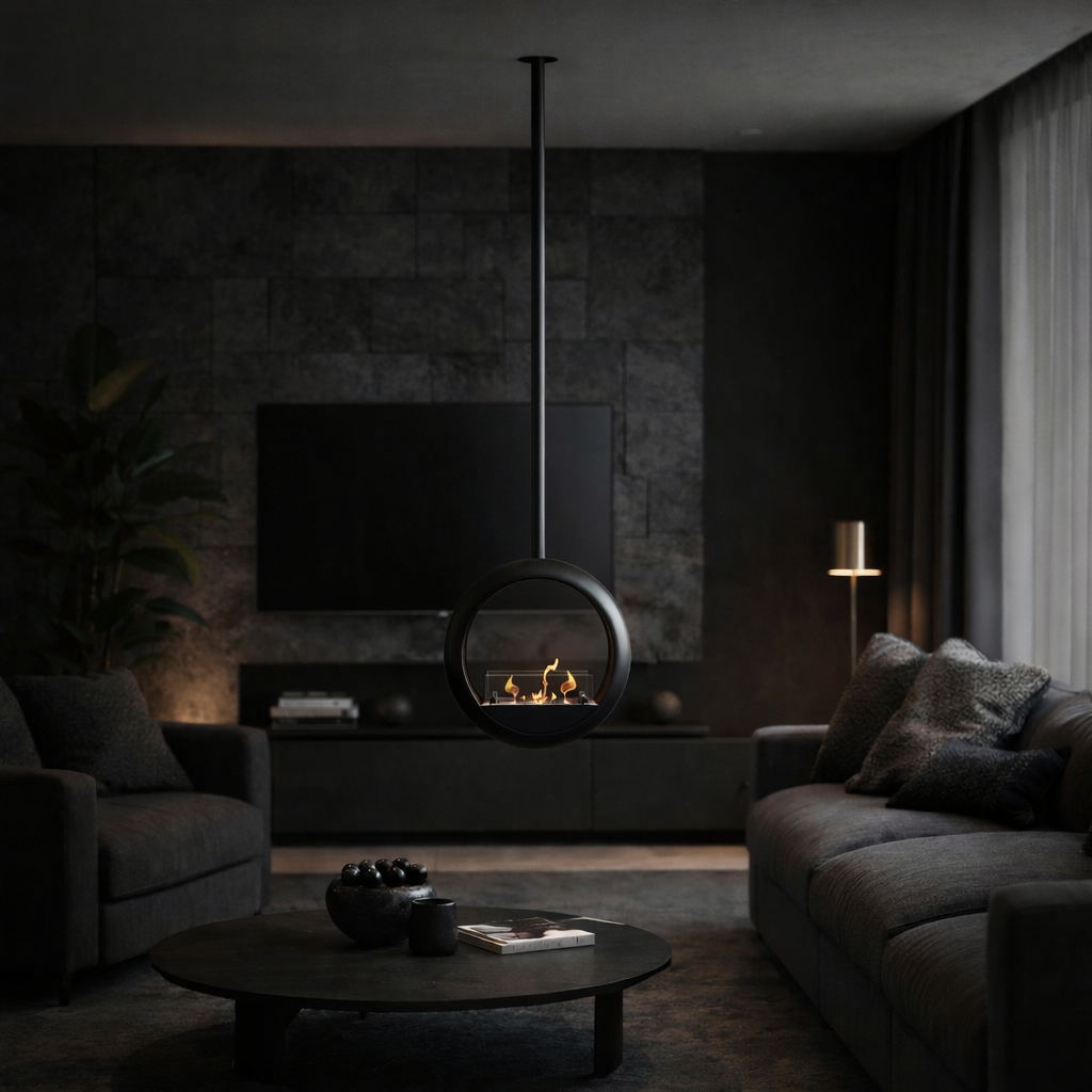 Render van plafondhaard — driekwartaanzicht