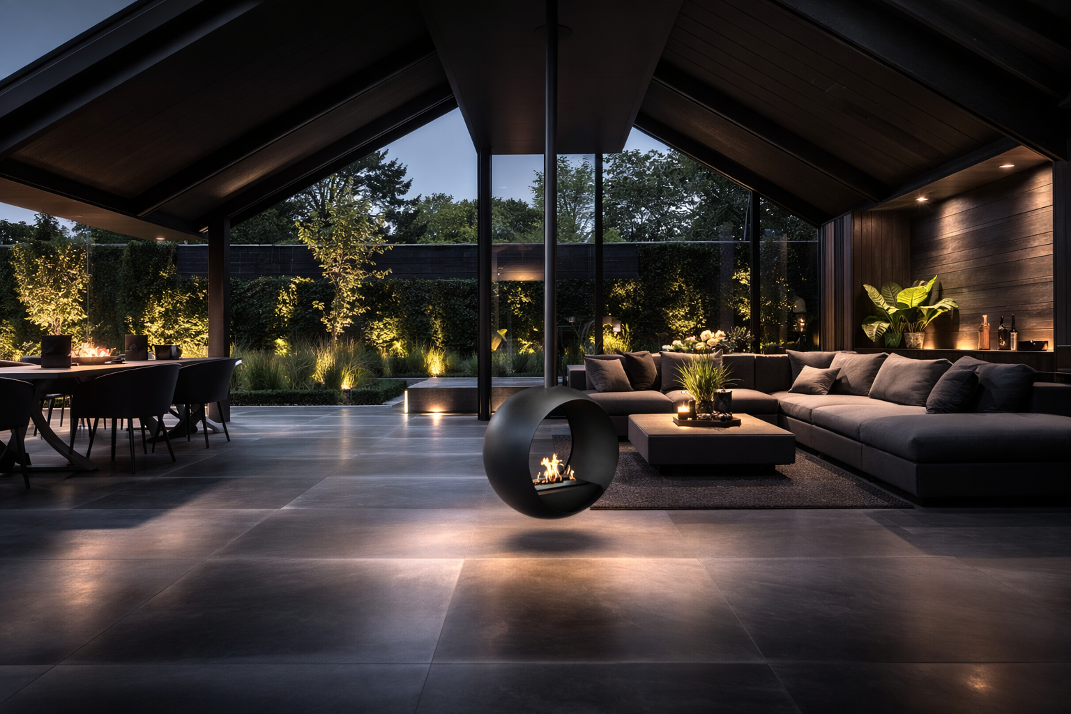 Render van plafondhaard D50 — schuinaanzicht links