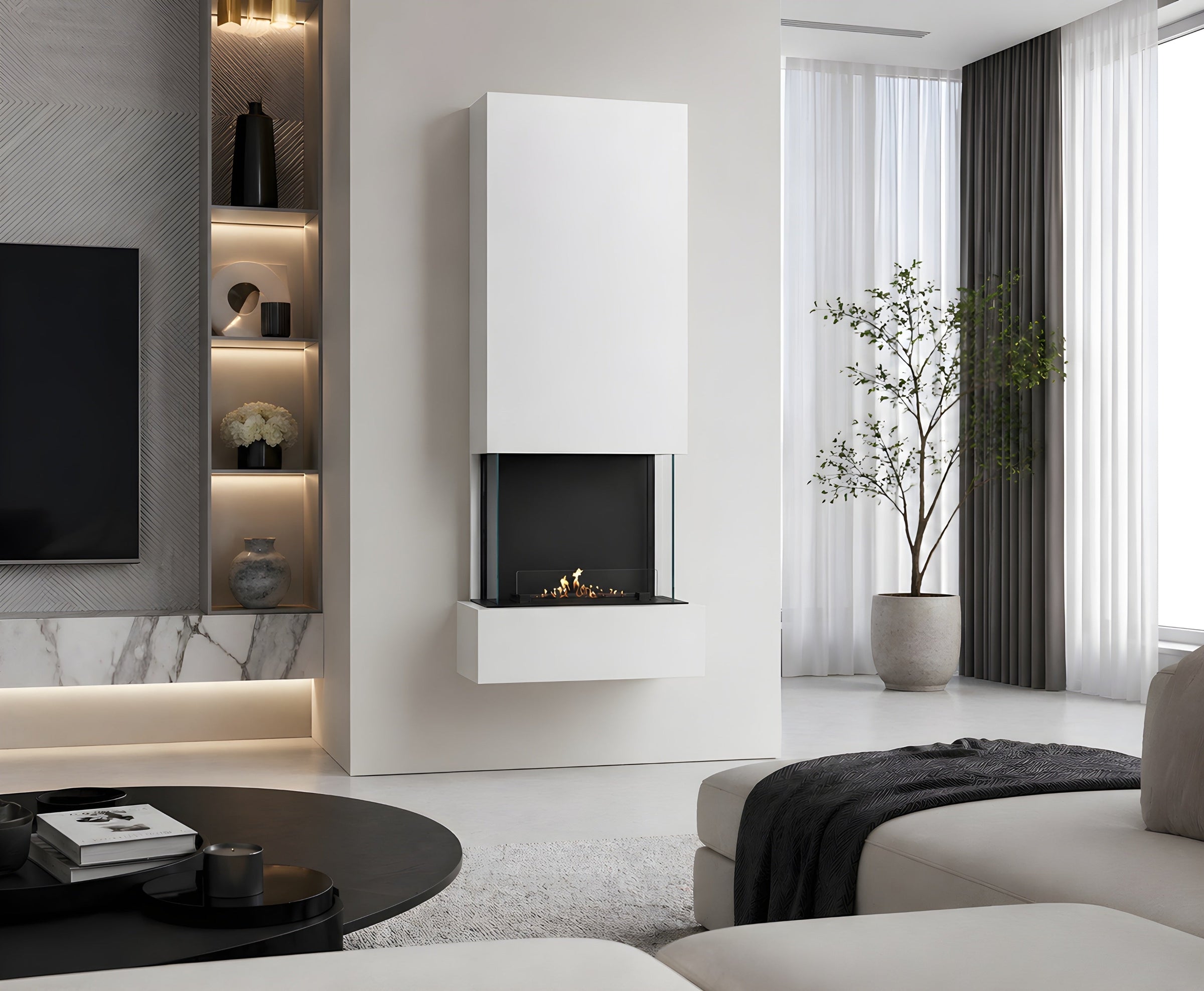 Holly Bio Ethanol Wandhaard Wit H180 cm – afbeelding 4
