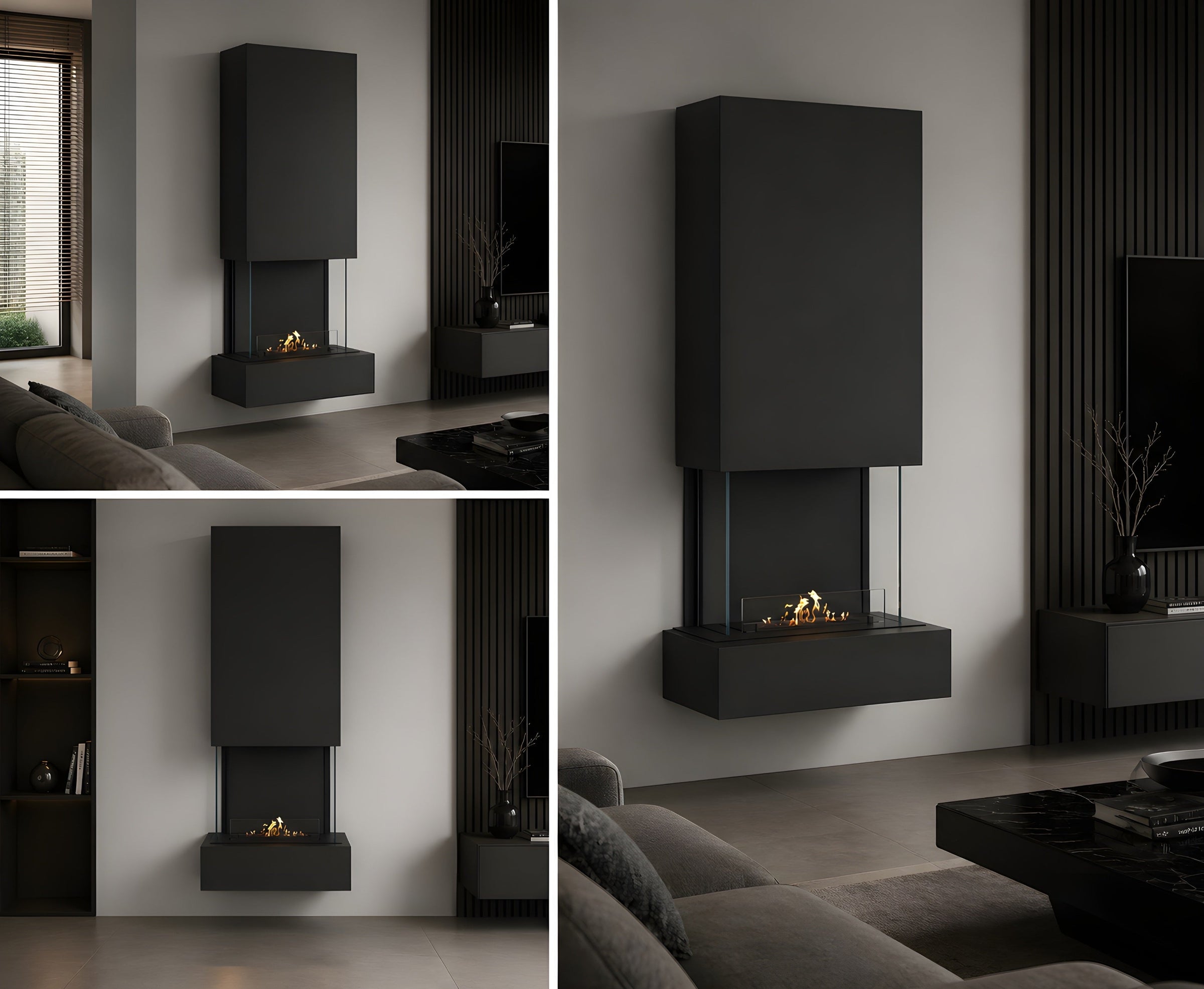 Holly Bio Ethanol Wandhaard Zwart H180 cm – afbeelding 3