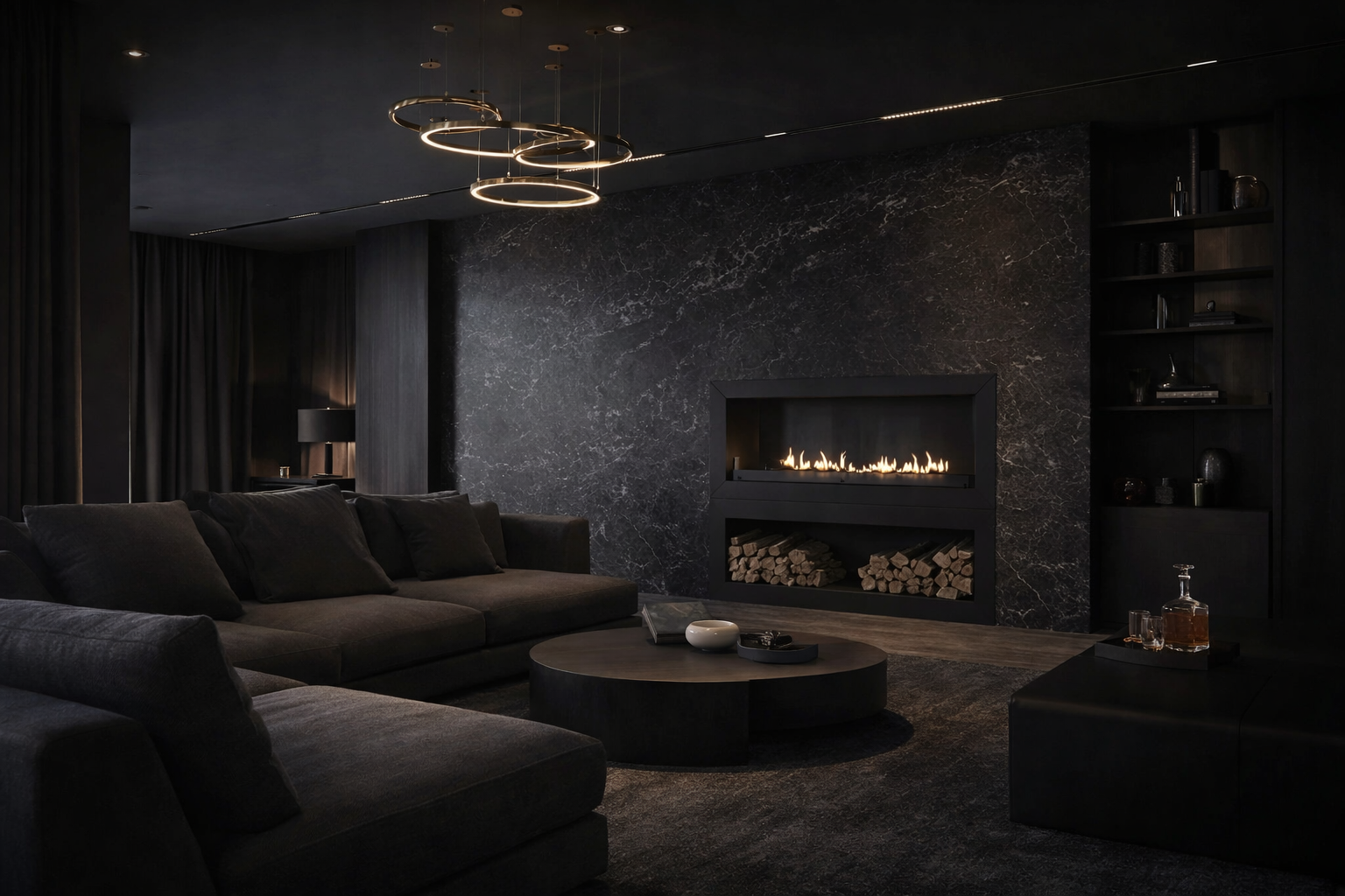 Render van Home doorkijkhaard roomdivider 120 cm — zijaanzicht