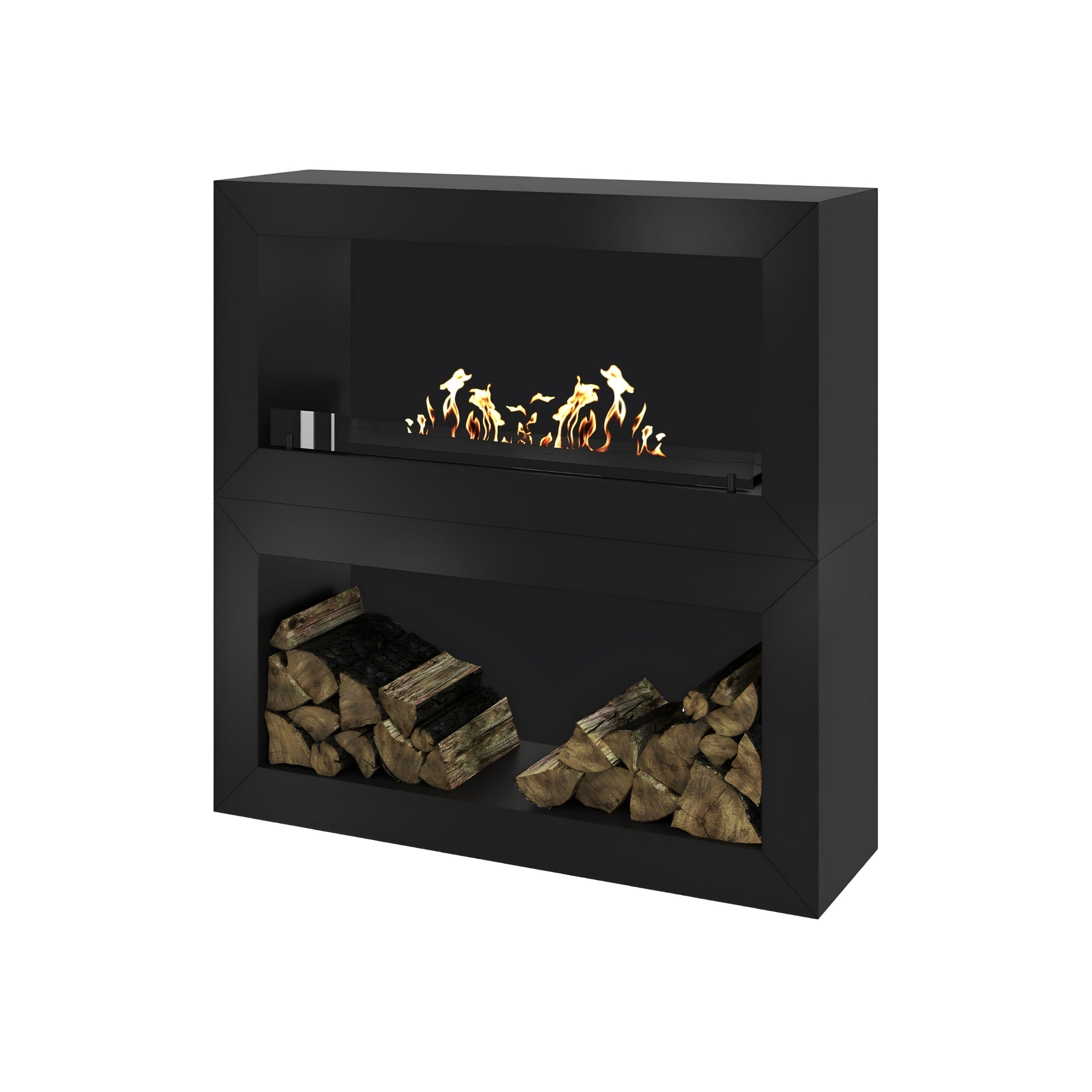 Home vrijstaande roomdivider haard 120 cm — vooraanzicht