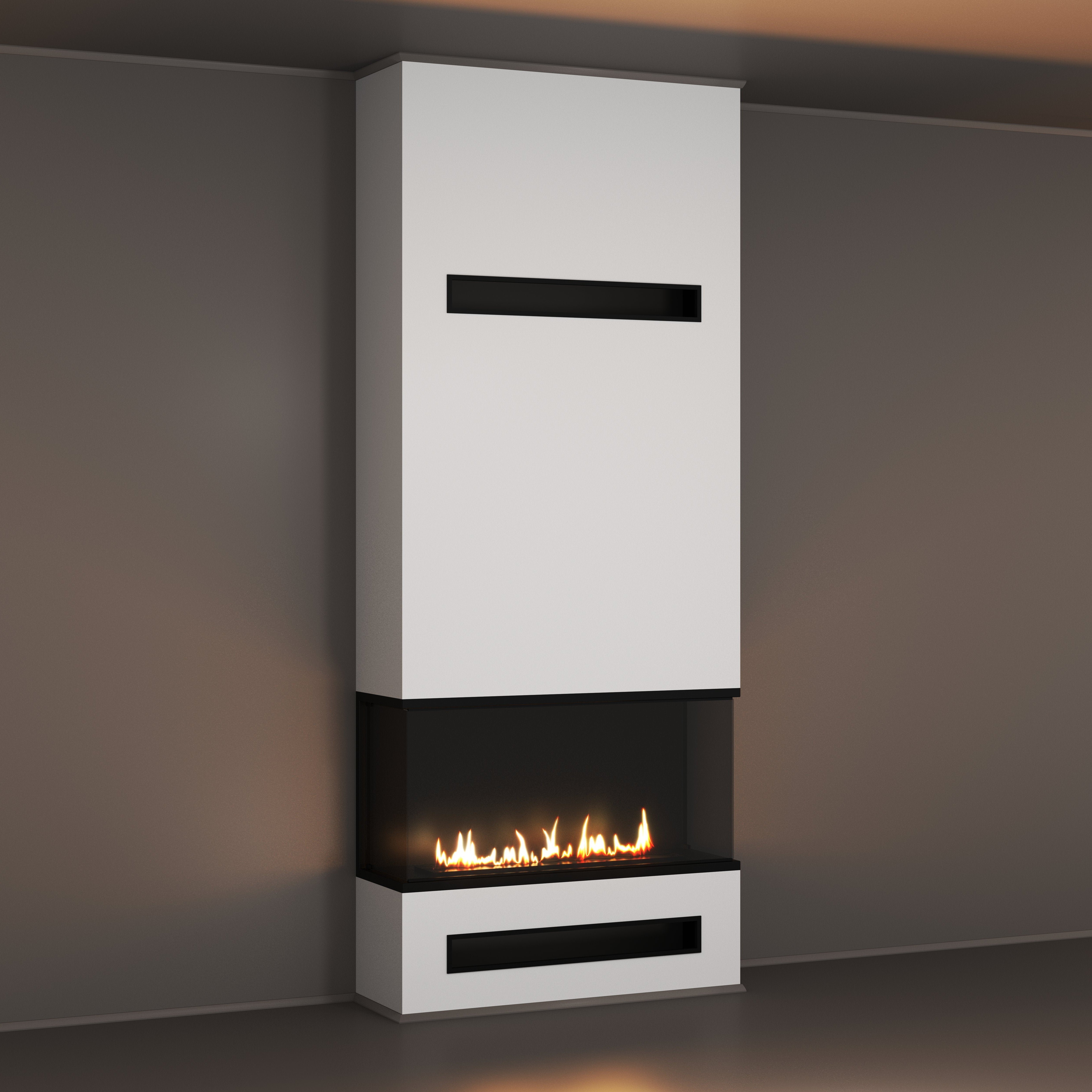 Made Driezijdig Inbouwhaard Volle Glas 110 cm