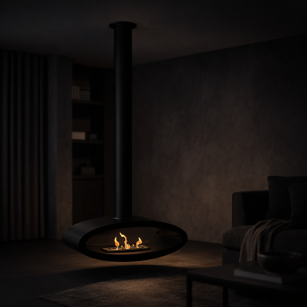 Render van plafondhaard — zijaanzicht