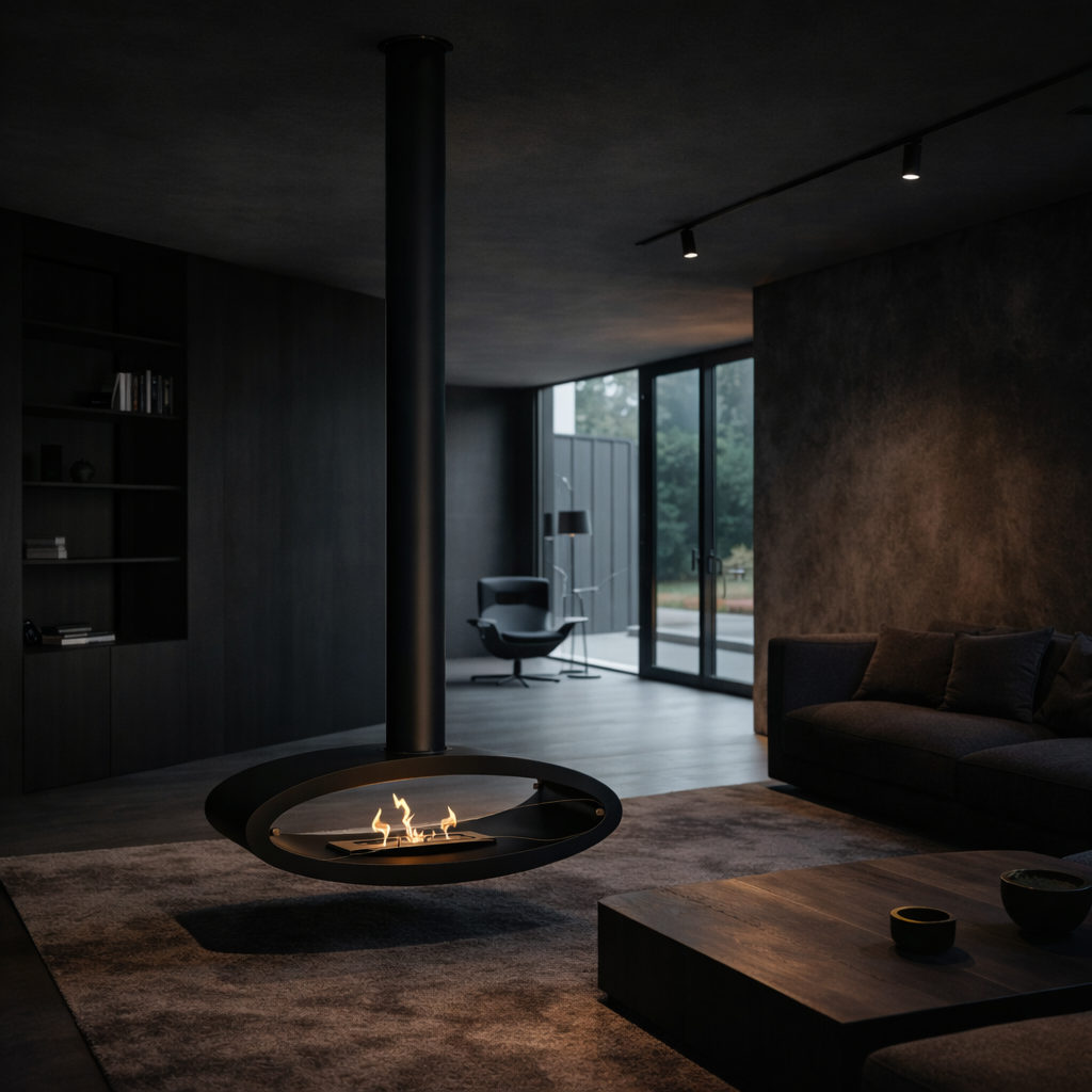 Render van plafondhaard — driekwartaanzicht