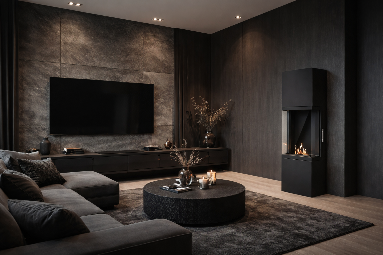 Render van Mavellino vrijstaand haard H140 cm — zijaanzicht