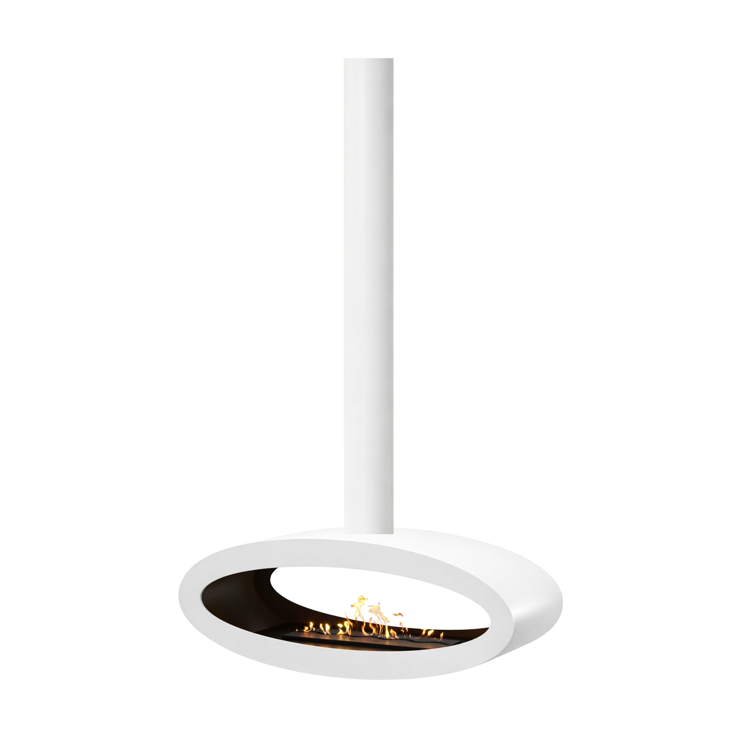 Witte ovale buis plafondhaard 100 cm — doorkijk uitvoering