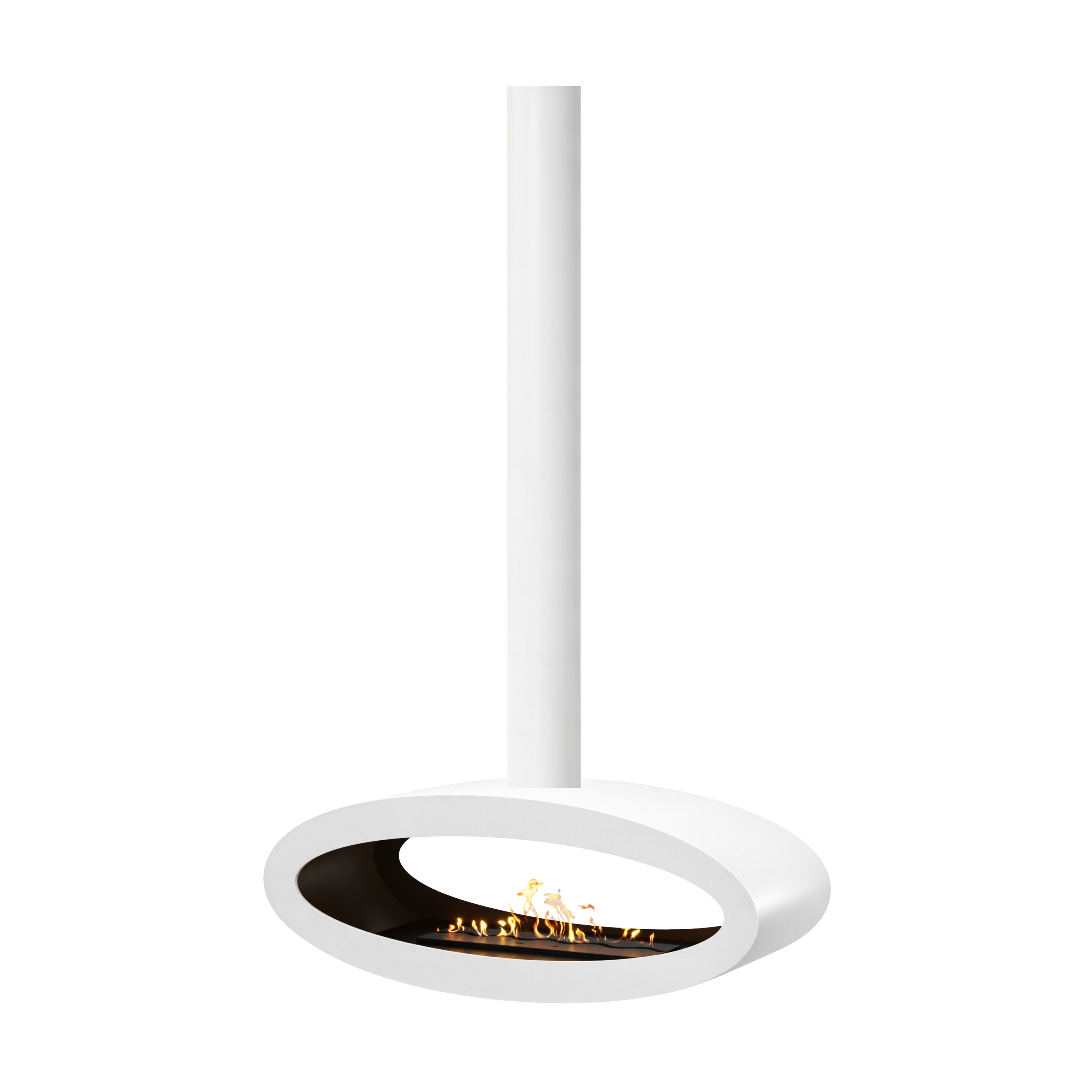 Witte ovale buis plafondhaard 100 cm — doorkijk uitvoering