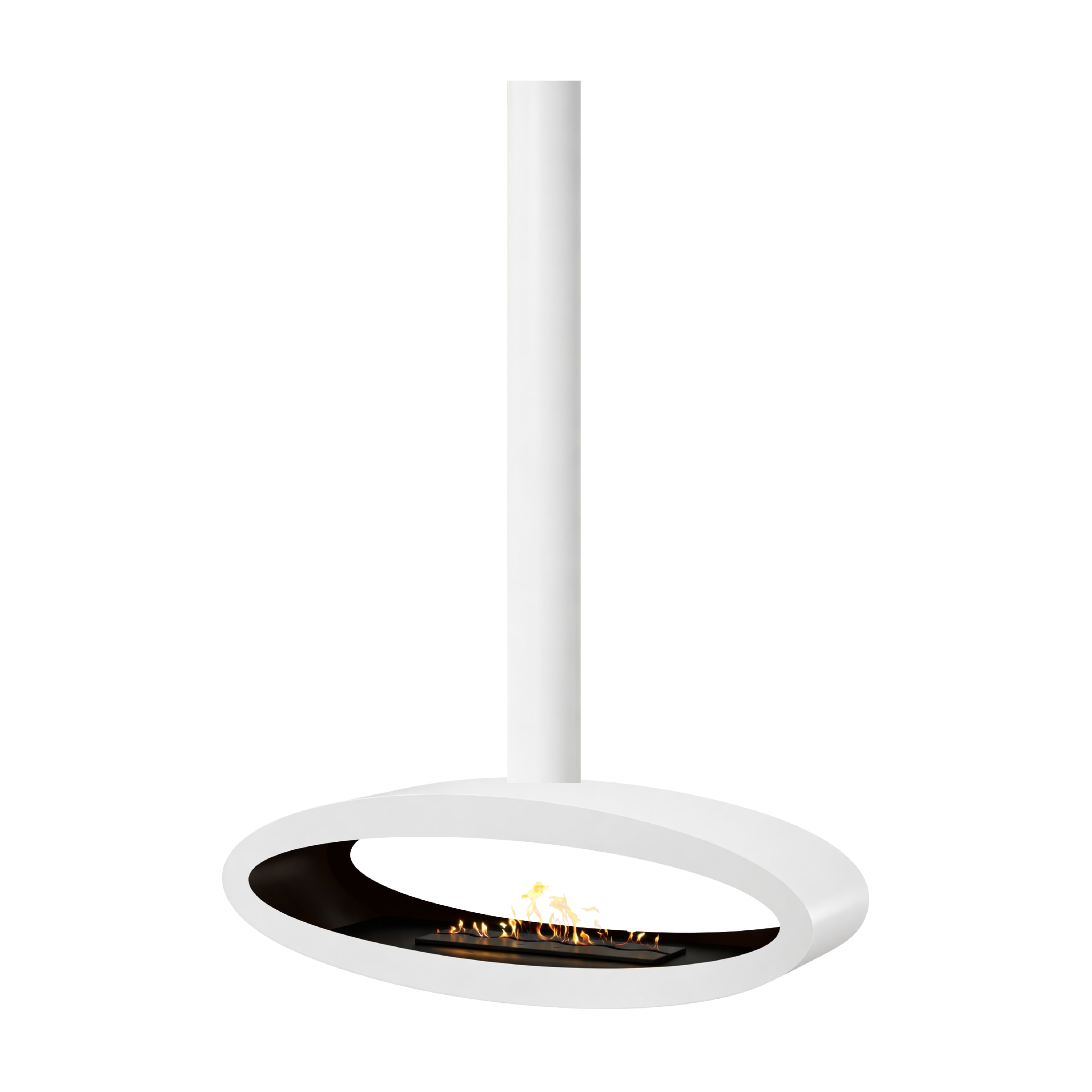 Witte ovale buis plafondhaard 120 cm — doorkijk uitvoering