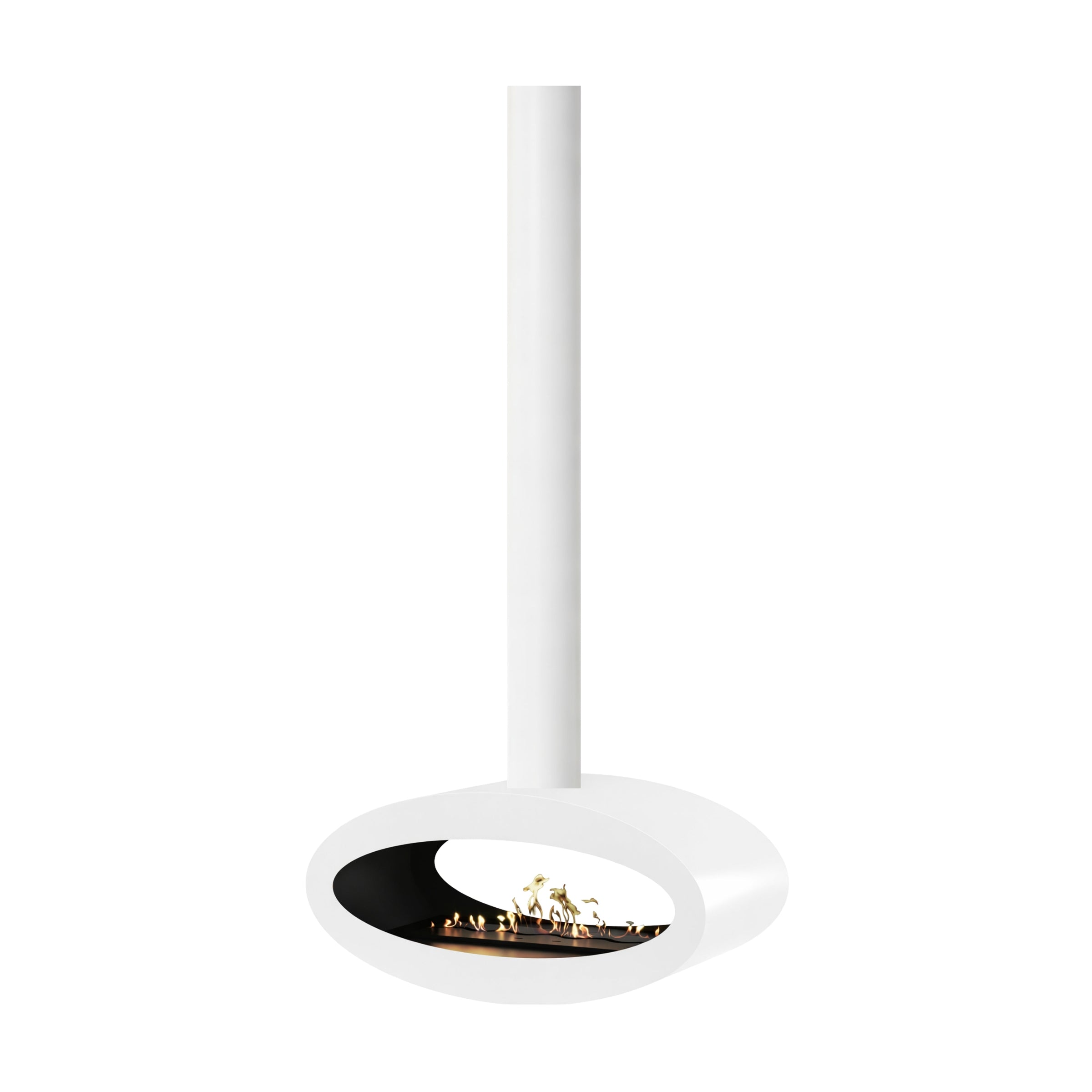 Witte ovale buis plafondhaard 80 cm — doorkijk uitvoering