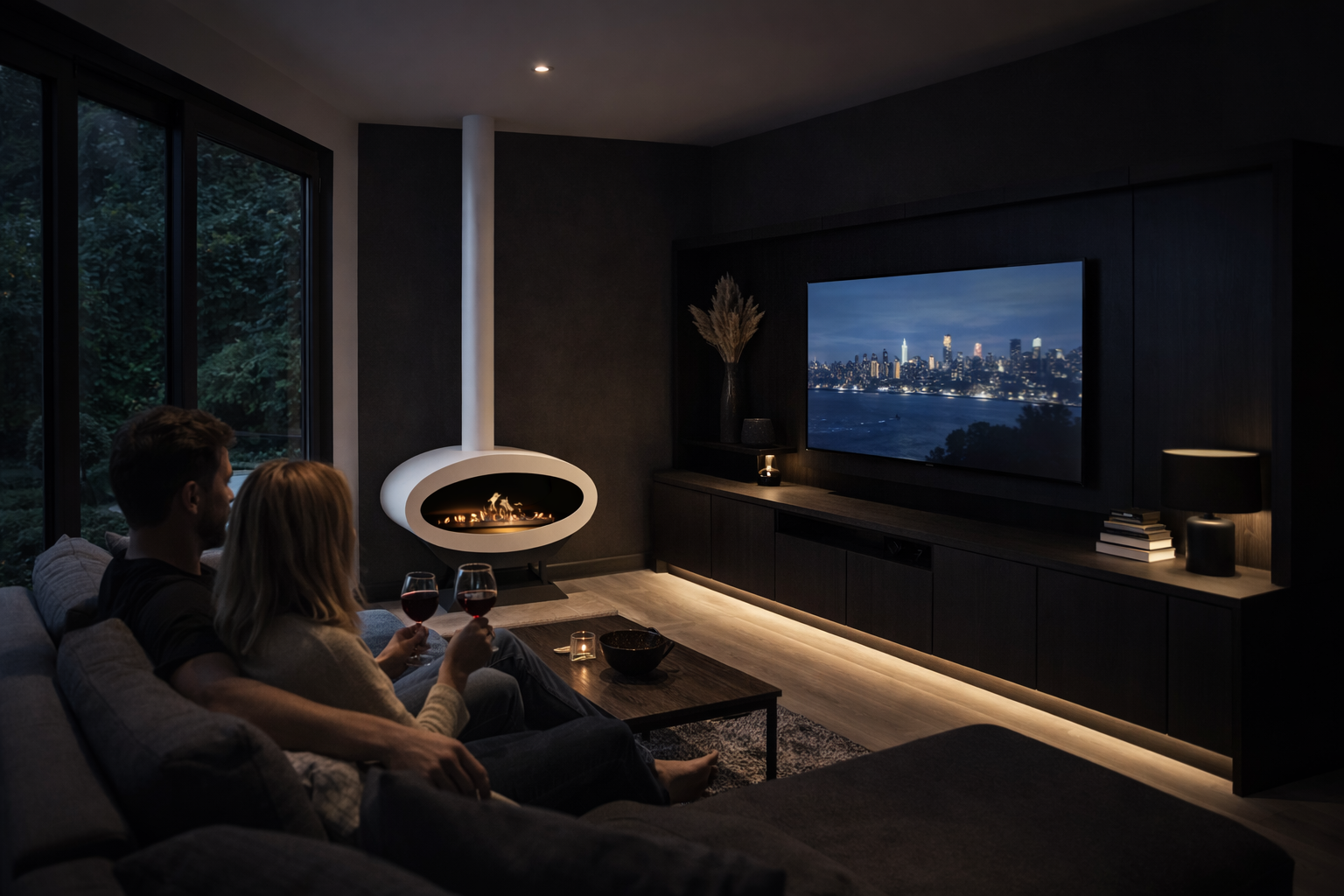Render van witte plafondhaard 80 cm — achterkantaanzicht