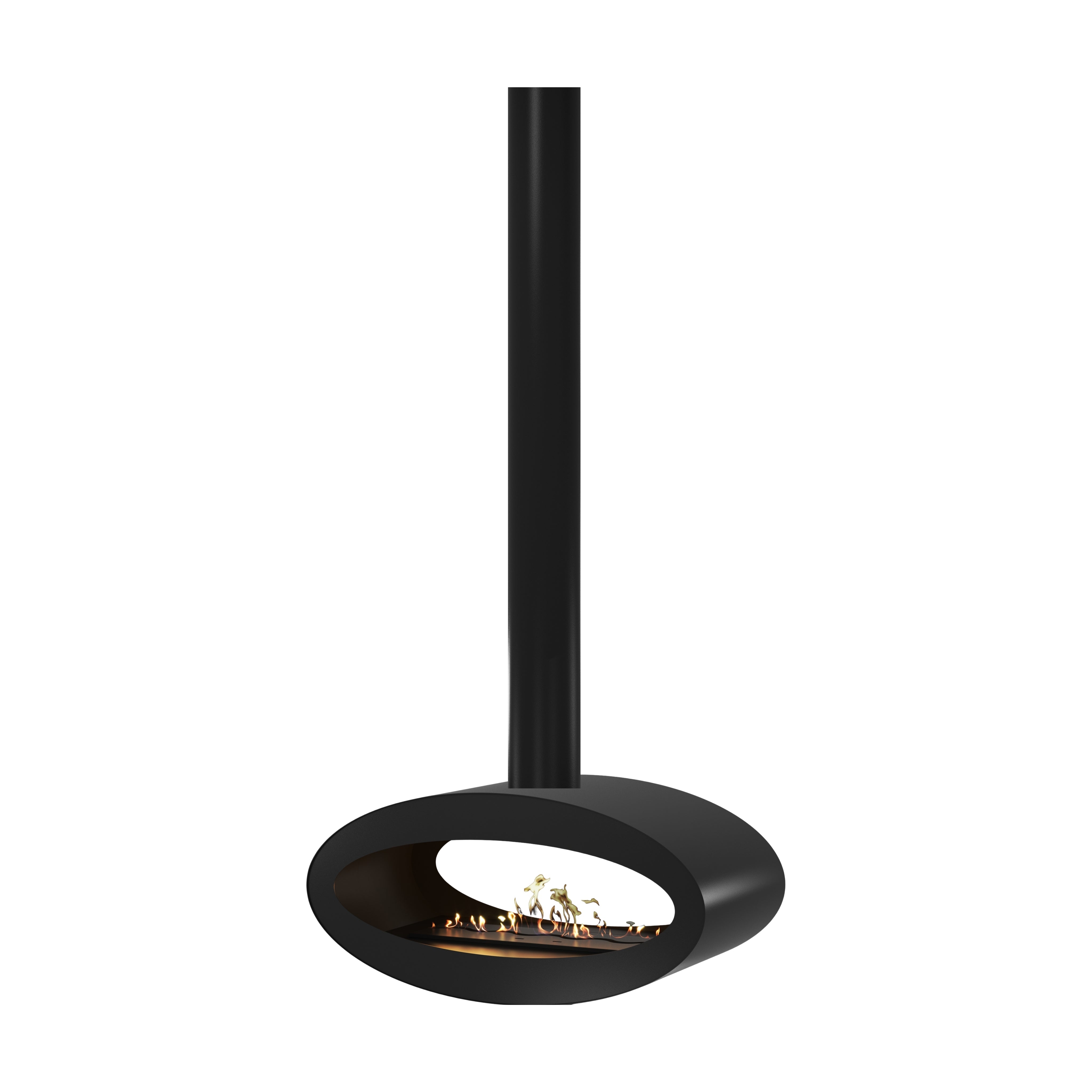 Zwarte ovale buis plafondhaard 80 cm — doorkijk uitvoering