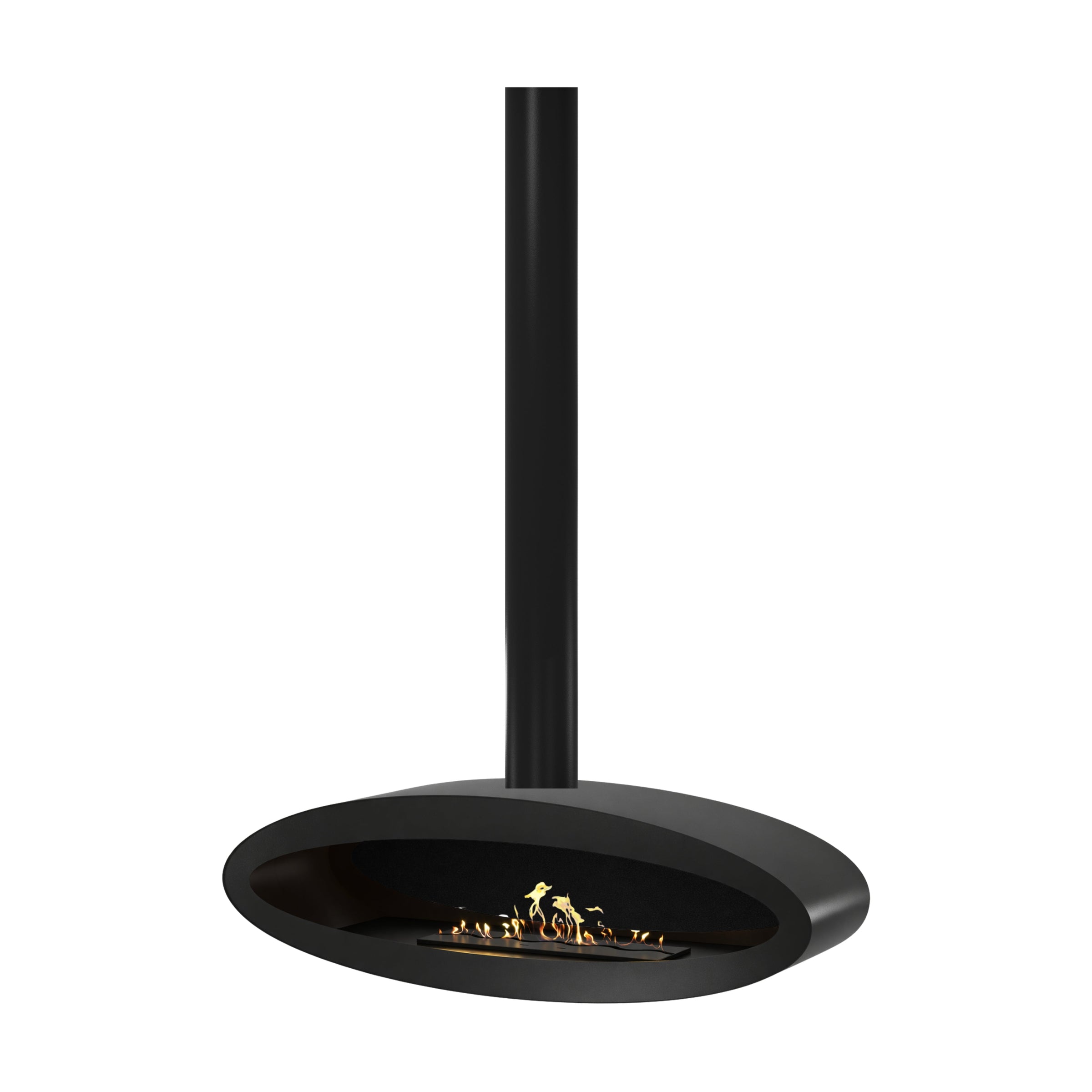 Zwarte ovale buis plafondhaard 120 cm