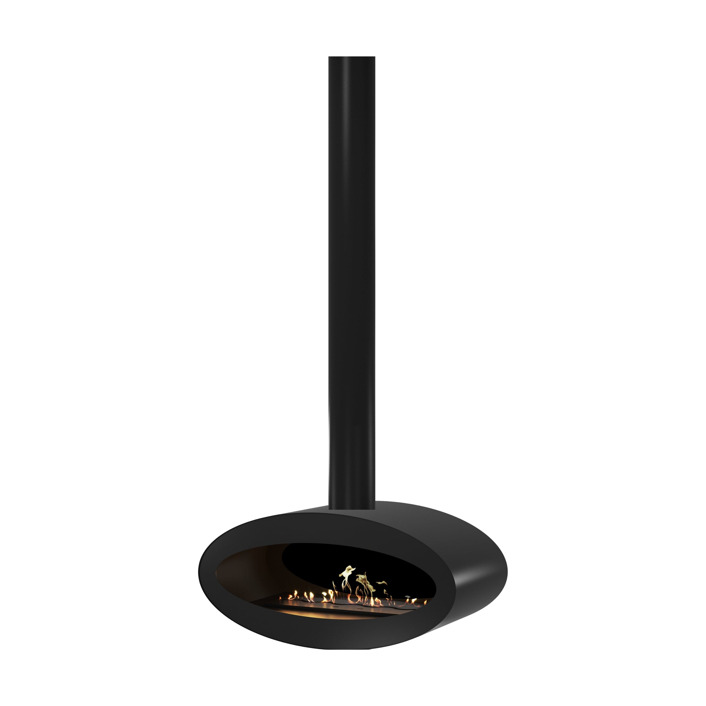 Zwarte ovale buis plafondhaard 80 cm