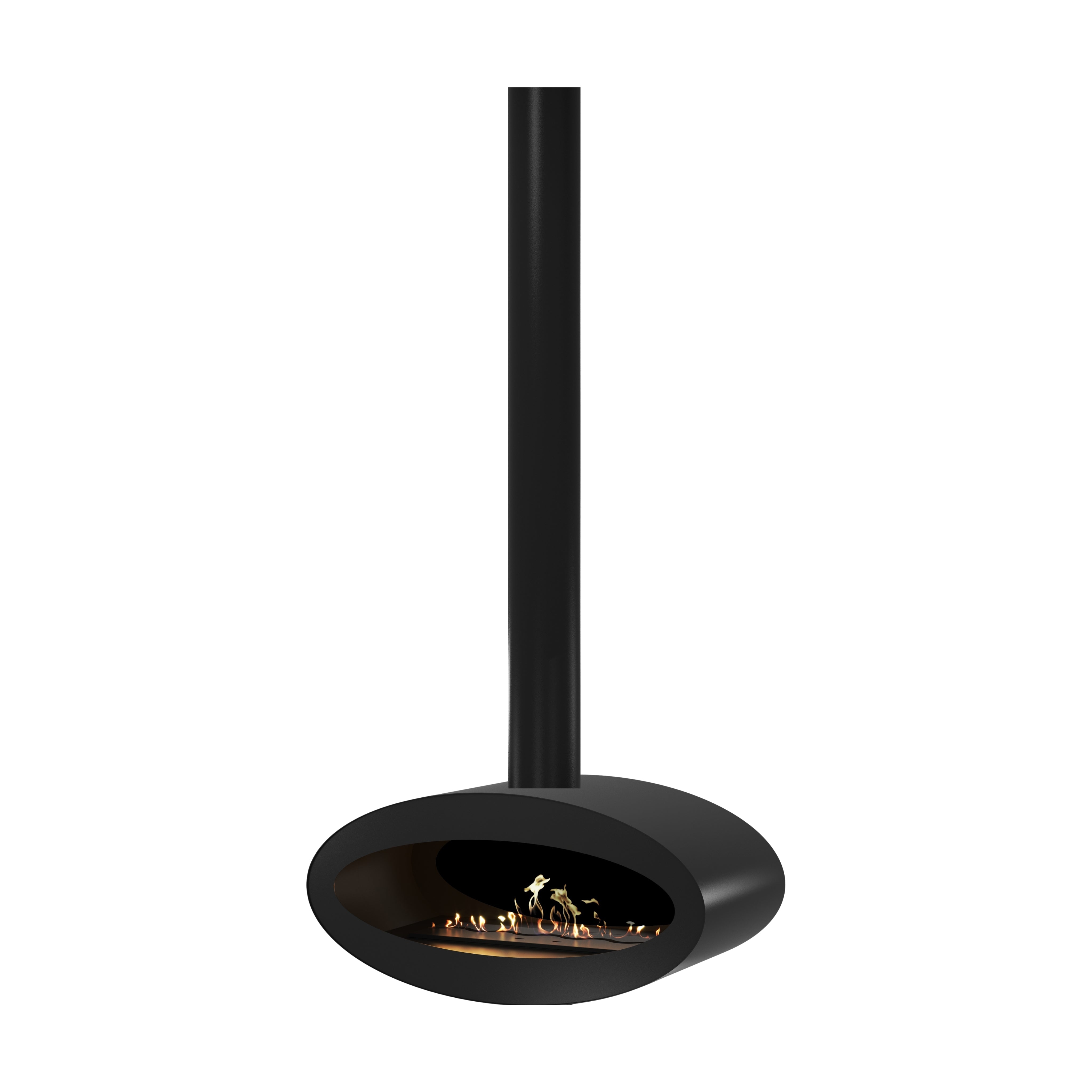 Zwarte ovale buis plafondhaard 80 cm