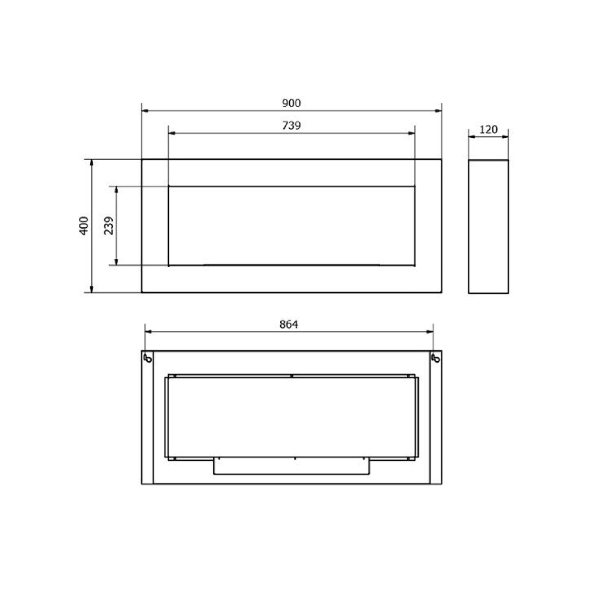 Reo BOX W Bio Ethanol Wandhaard 90 cm – afbeelding 8
