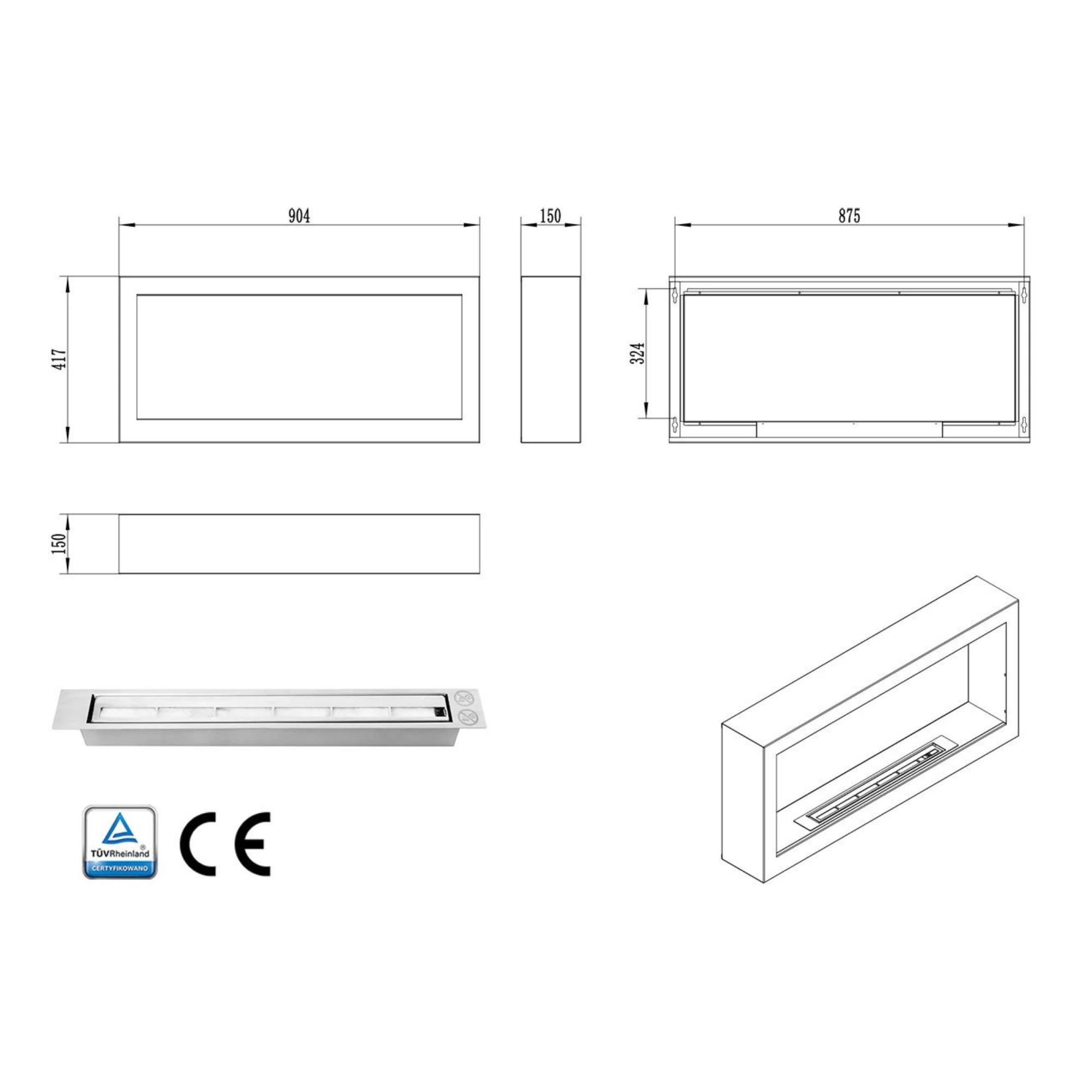 S-line W Bio Ethanol Wandhaard 90 cm – afbeelding 10