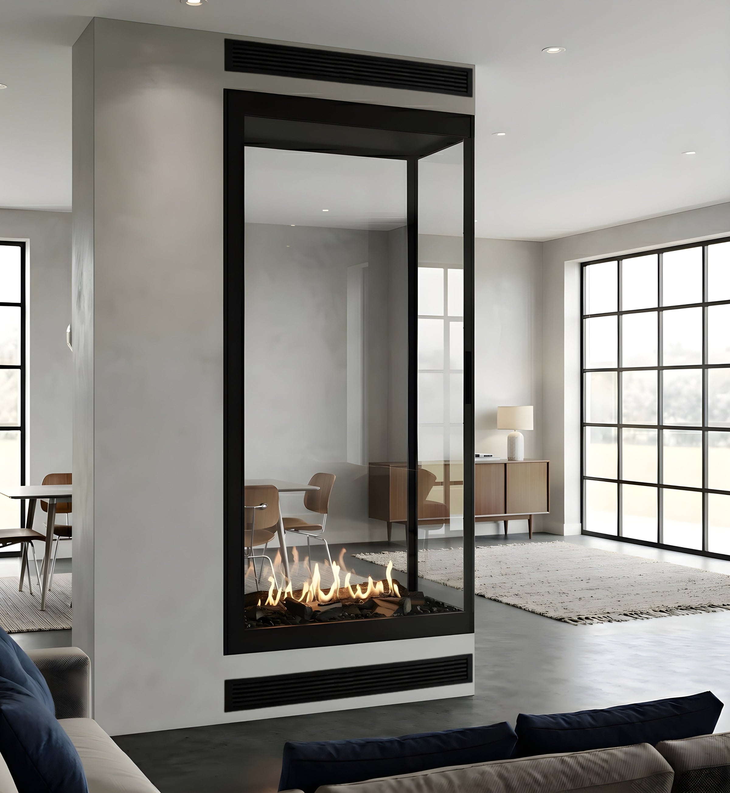 Saint roomdivider met volle glaswand — portretaanzicht