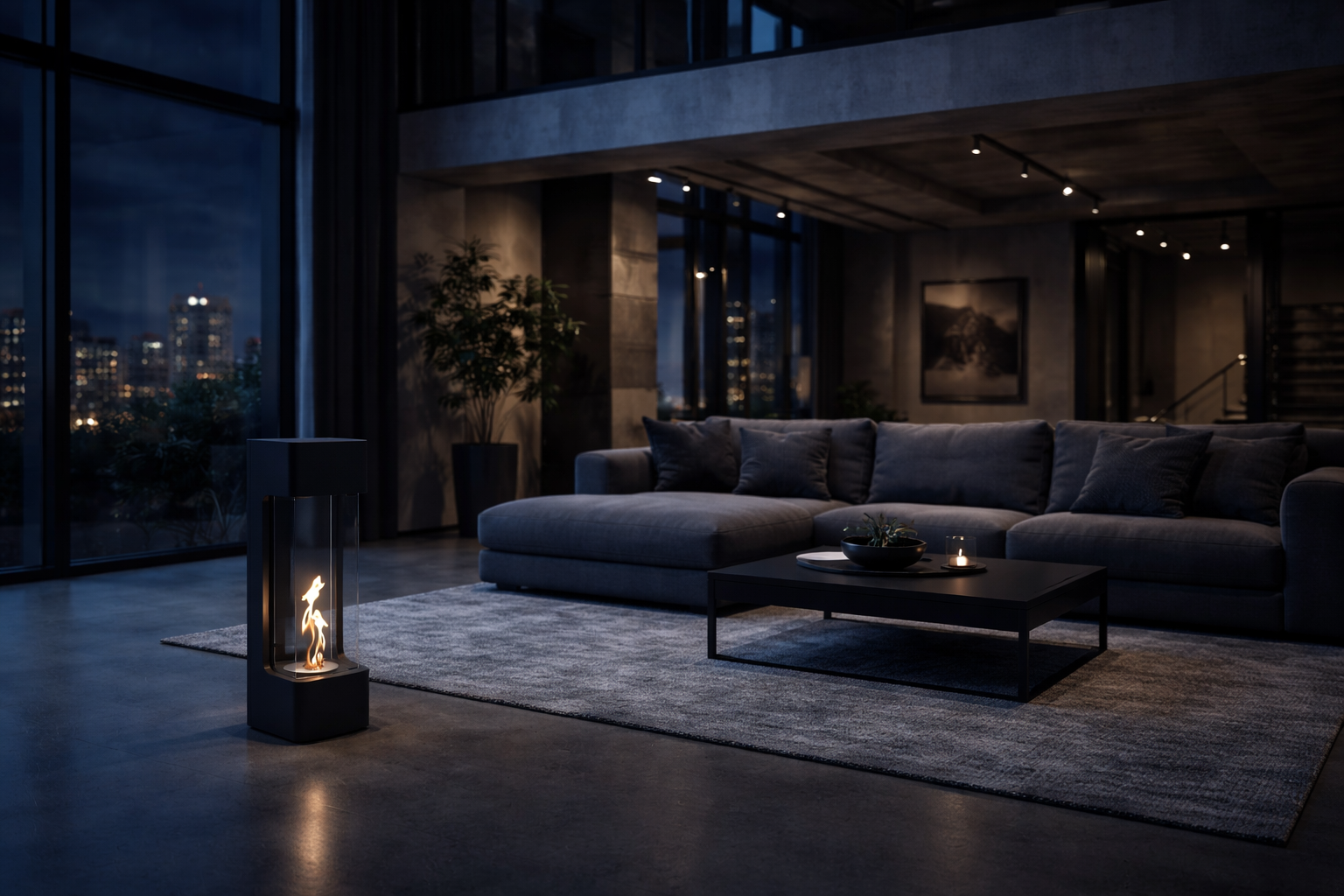 Render van Sario vrijstaand haard H80 cm — vooraanzicht