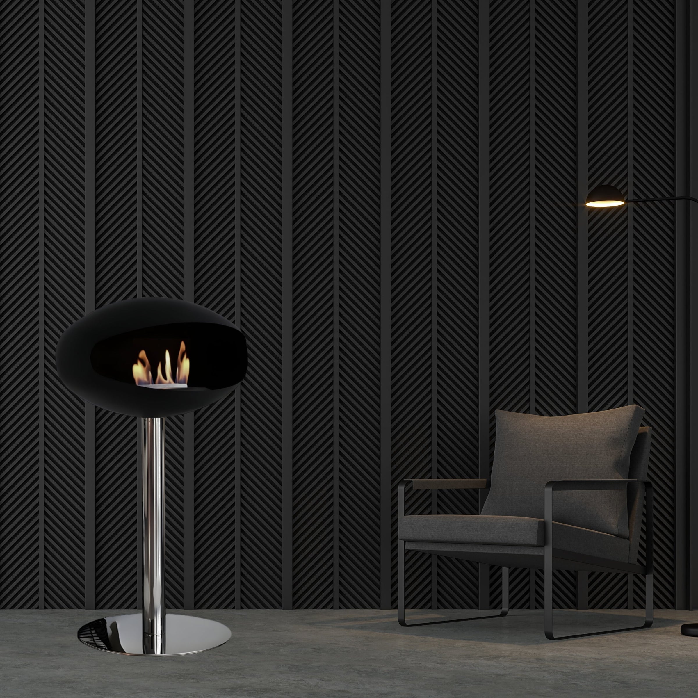 Selected vrijstaand haard D60 cm — schuinaanzicht