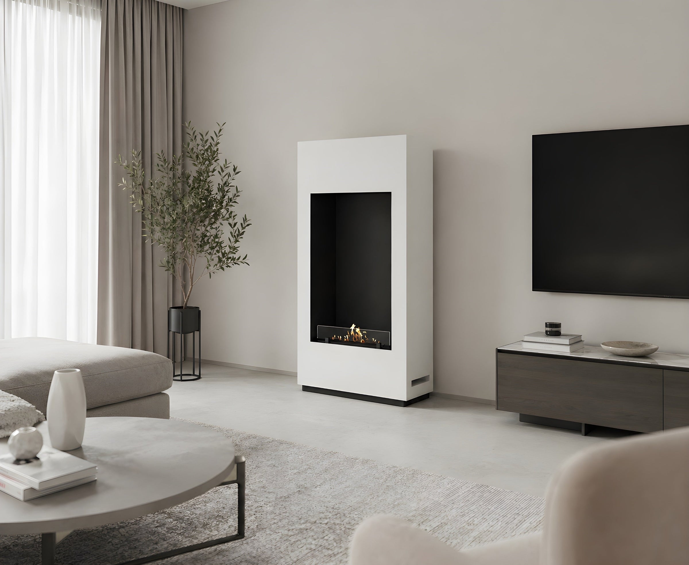 Soho Vertical Bio Ethanol Vrijstaand Haard Wit H120 cm – afbeelding 4