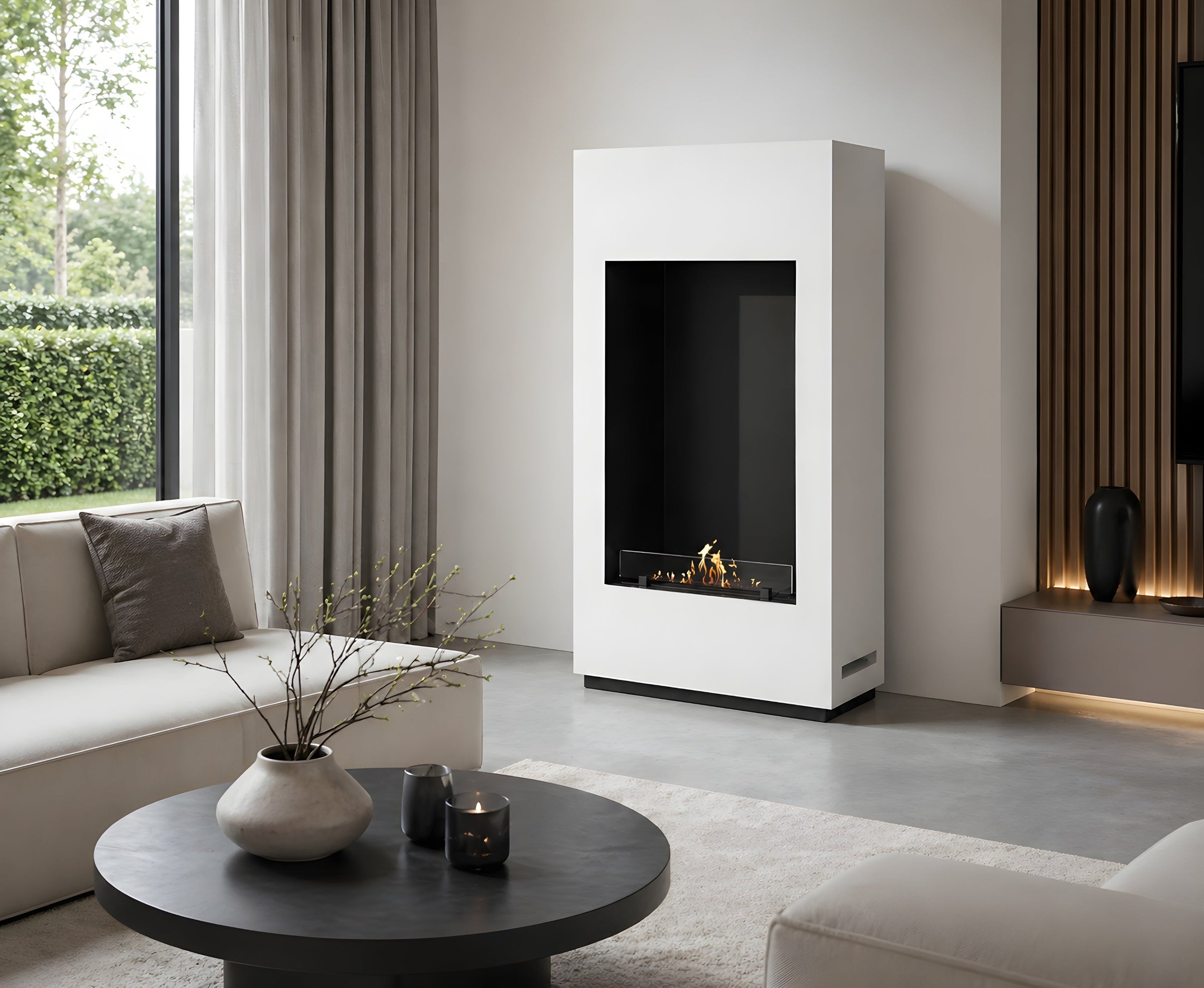 Soho Vertical Bio Ethanol Vrijstaand Haard Wit H120 cm – afbeelding 2