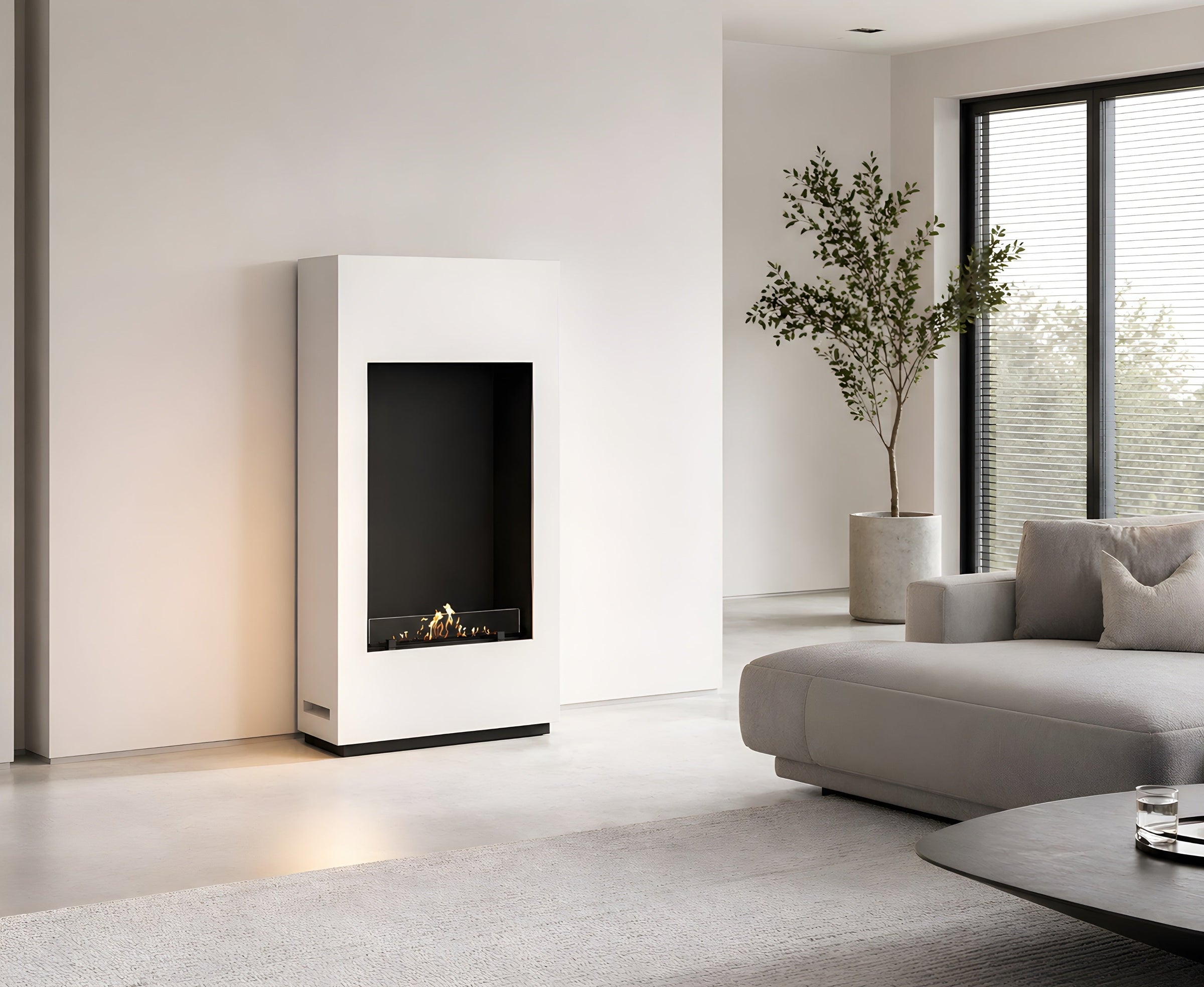 Soho Vertical Bio Ethanol Vrijstaand Haard Wit H120 cm – afbeelding 3