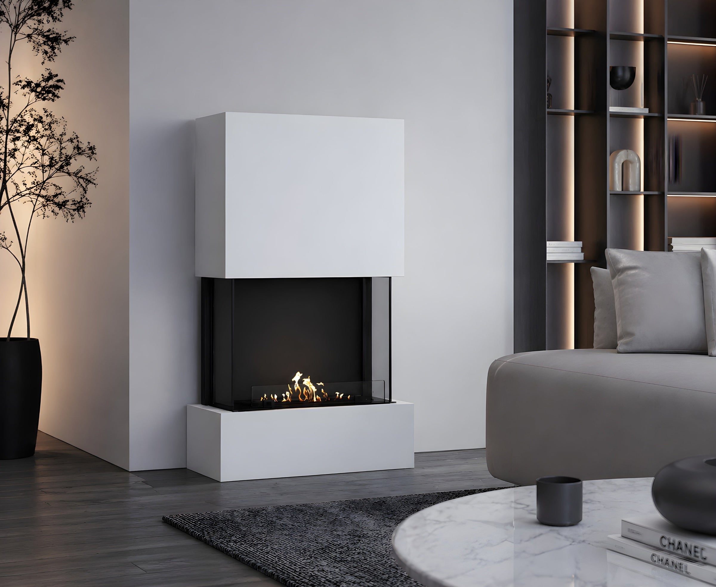 Sure Bio Ethanol Vrijstaand Haard Wit H200 cm – afbeelding 3