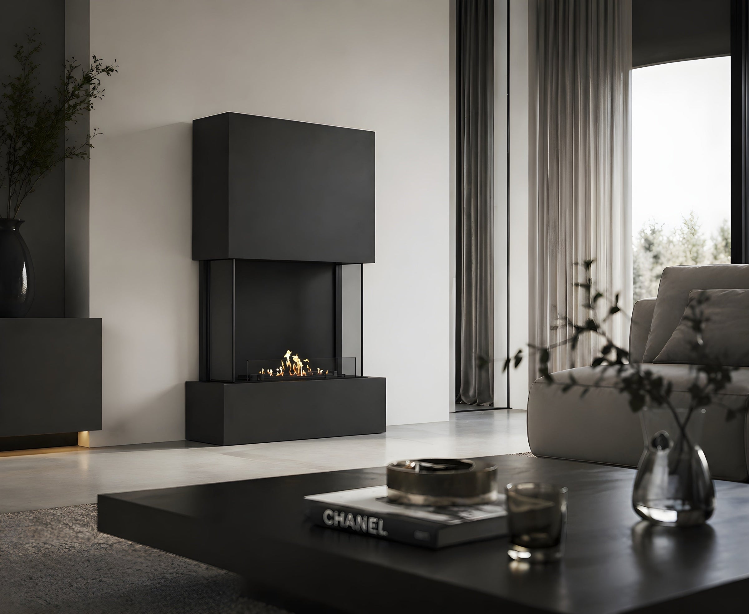Sure Bio Ethanol Vrijstaand Haard Zwart H200 cm – afbeelding 4