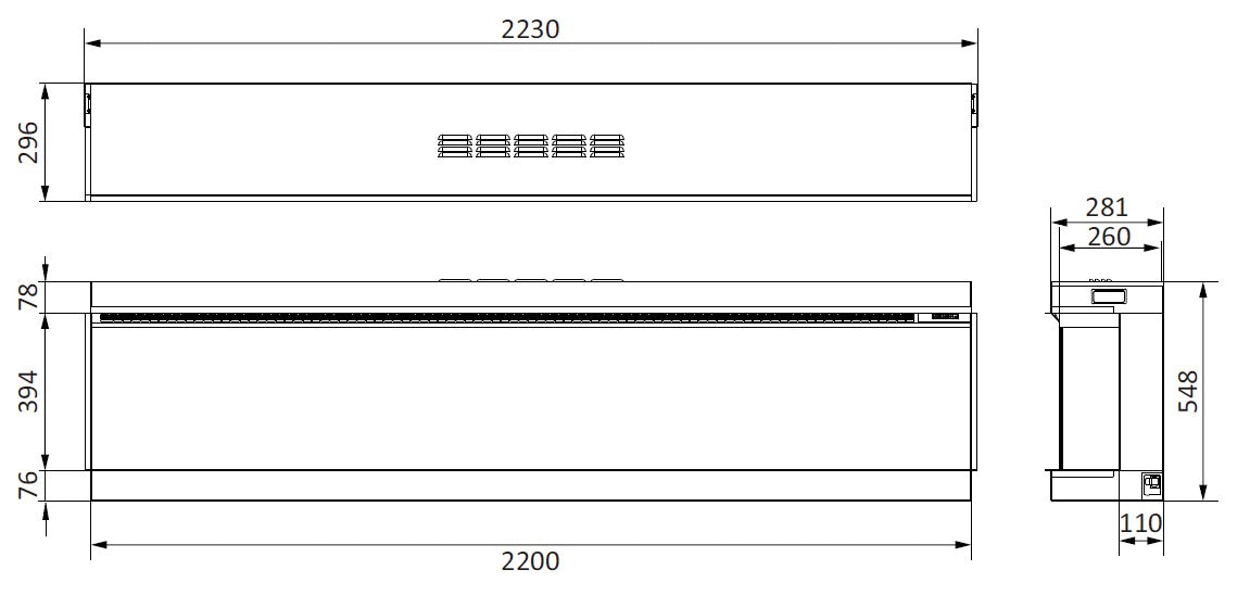 Trimline Solus Elektrische Inbouw Hoekhaard Rechts 220 cm