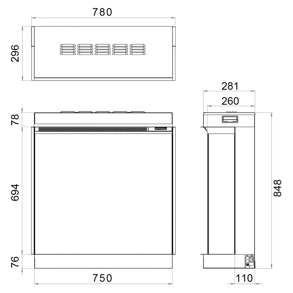 Trimline Solus Elektrische Inbouwhaard Hoek Rechts 75 cm – afbeelding 5