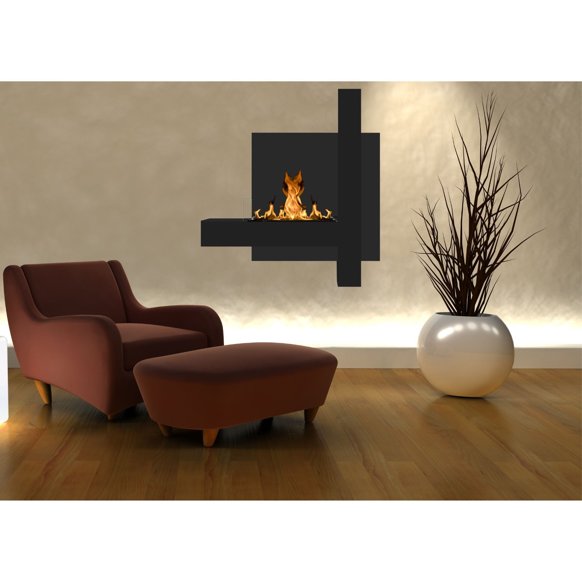 Vachi Zwart Bio Ethanol Wandhaard H90 cm – afbeelding 2