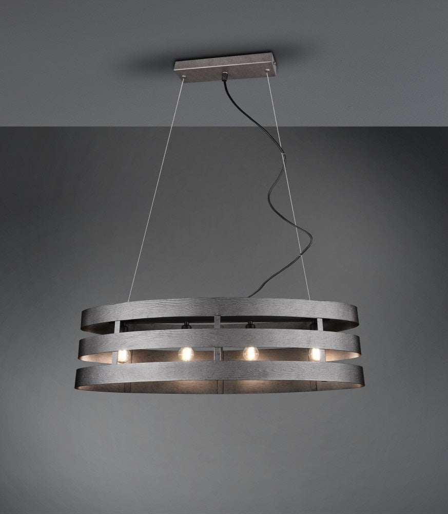 Lear Hanglamp LED Antiek Mat Nikkel, Donkerbruin, 4-lichtbronnen